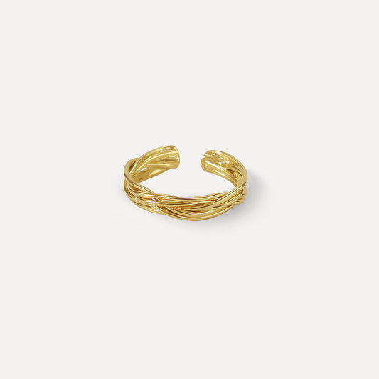 Thick Twisted Cross Gold Ring